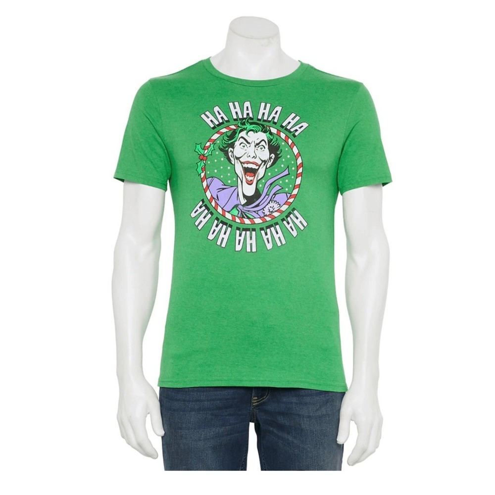 NWT Joker Christmas T-shirt Ha Ha Ha Ha Licensed Character Holiday Tee Batman